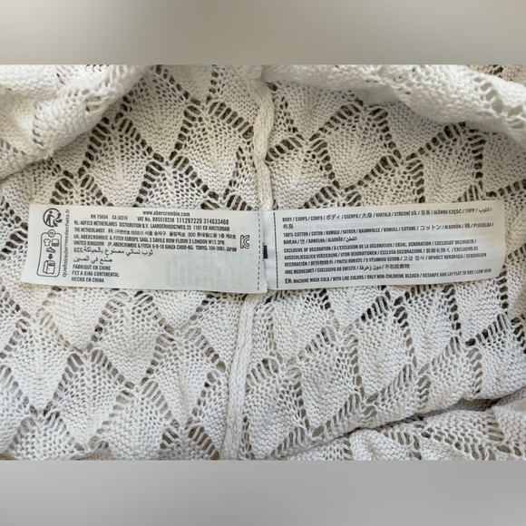 Abercrombie & Fitch Crochet Midi Dress Coverup Cream Beach Vacation Med - Picture 8 of 11